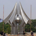 outside large size abstract stainless steel sculpture with ball for square garden park